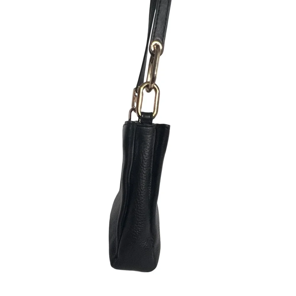 Michael Kors Trisha Crossbody Women Medium Black Pebbled Leather Gold Hardware